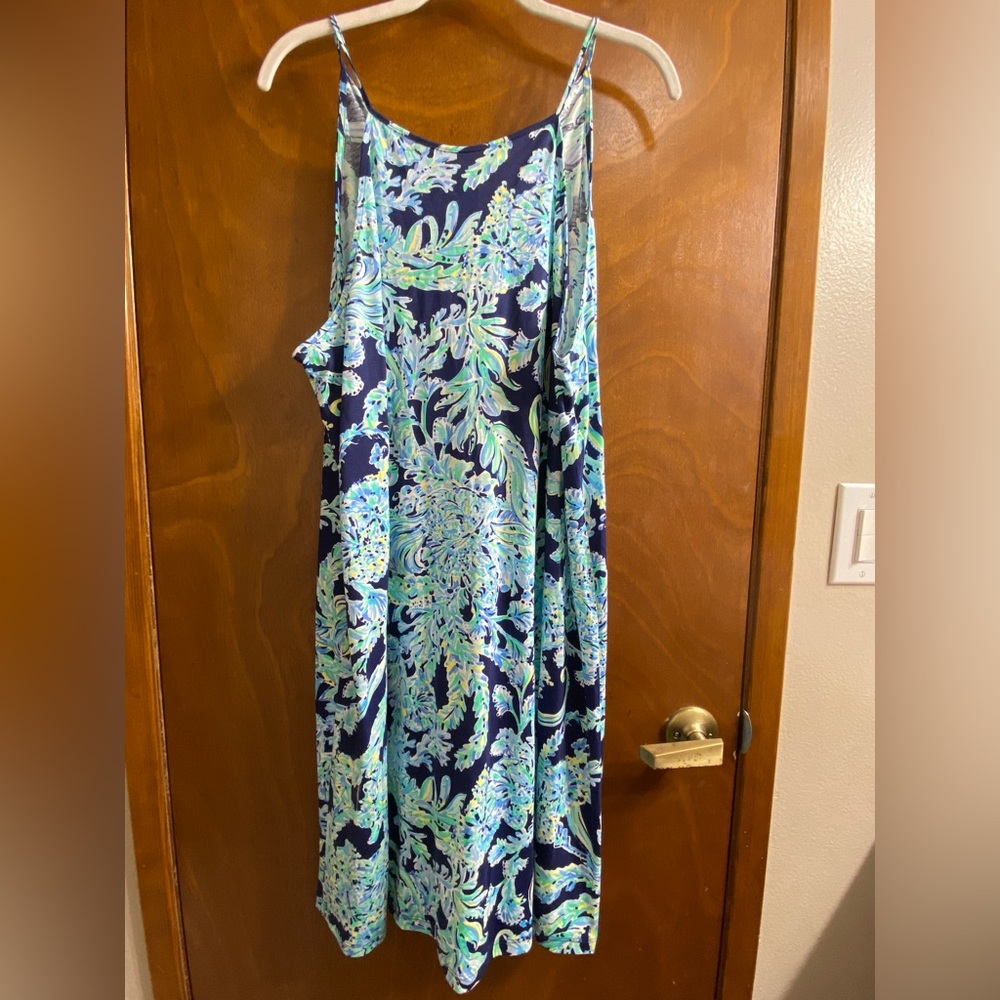 NWOT Lilly Pulitzer Women's Margot Dress High Tide Navy Scuba Tassel Sundress XL